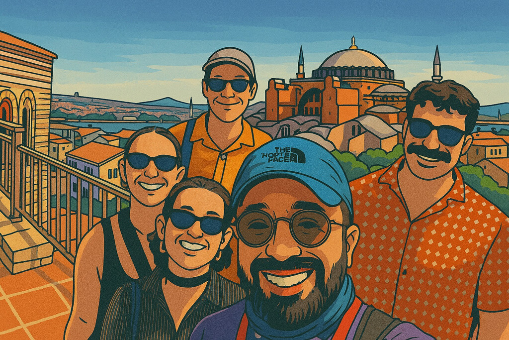 In this illustration you see Serhat Engul passionately guiding Byzantine history lovers visiting Istanbul.